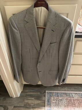 Canali Black and White Houndstooth Sport Coat